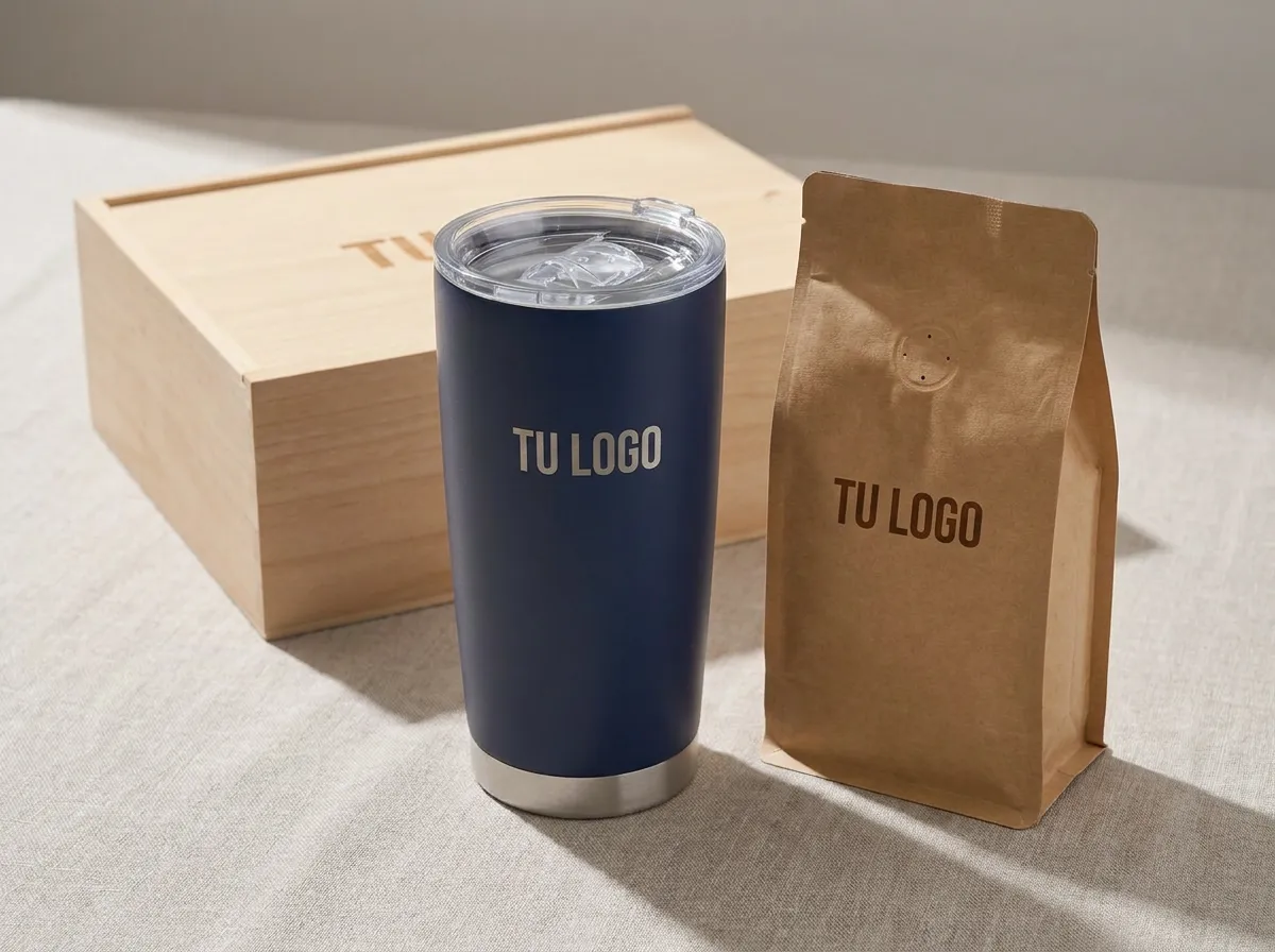 Coffee Kick: Detalle del termo con el logo de la empre a
