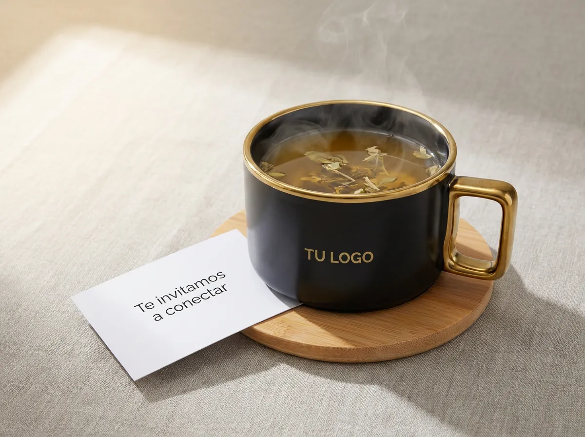 Info Tea: La taza con el logo y la tarjeta per onalizada