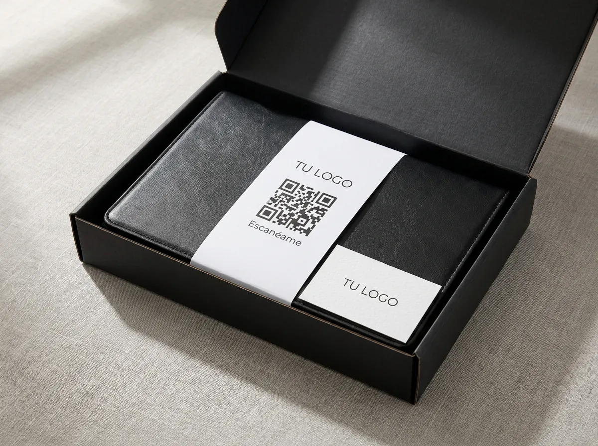Mesa de trabajo: Tapete MOP_020 enrollado con  u faja de papel y el QR a la vi ta