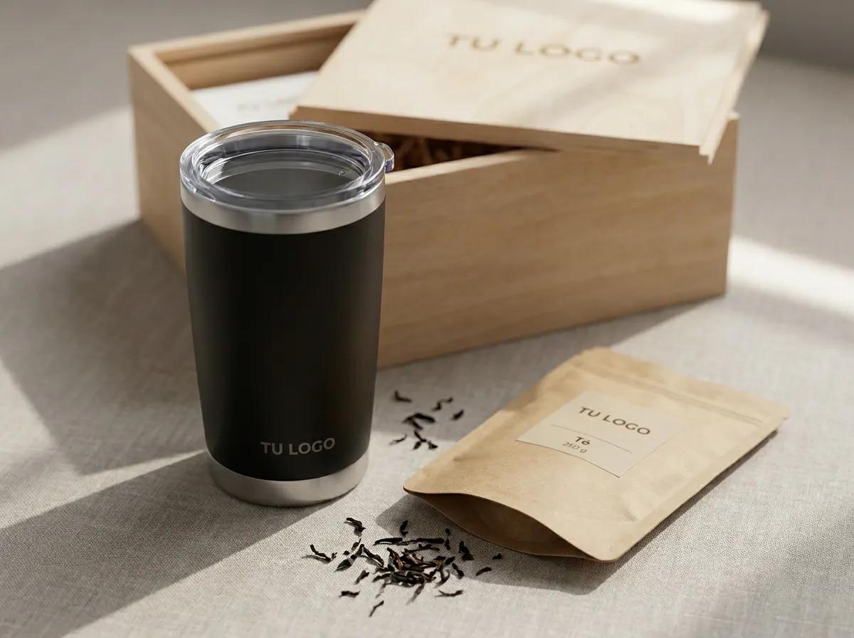Tea Kick: Detalle del termo con el logo de la empre a